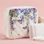 Ağ rəng, kəpənək detallı ped çantası